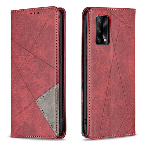 Leather Case Stands Flip Cover Holder B07F for Oppo A74 4G Red