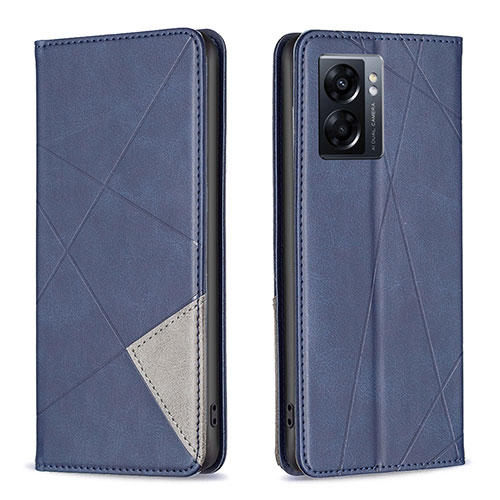 Leather Case Stands Flip Cover Holder B07F for Oppo A77 5G Blue