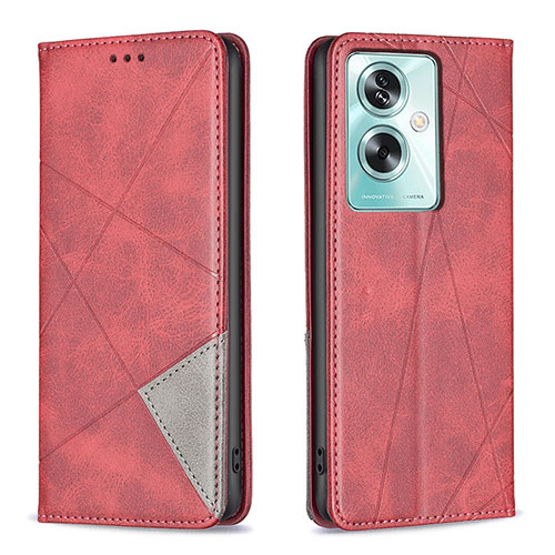 Leather Case Stands Flip Cover Holder B07F for Oppo A79 5G Red