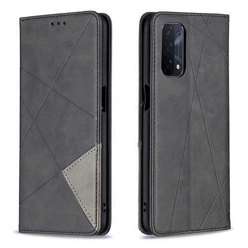 Leather Case Stands Flip Cover Holder B07F for Oppo A93 5G Black