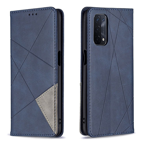 Leather Case Stands Flip Cover Holder B07F for Oppo A93 5G Blue