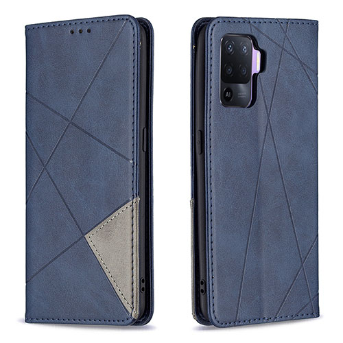 Leather Case Stands Flip Cover Holder B07F for Oppo A94 4G Blue