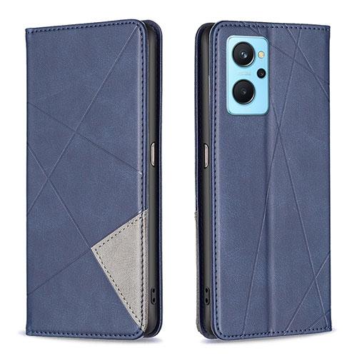 Leather Case Stands Flip Cover Holder B07F for Oppo A96 4G Blue