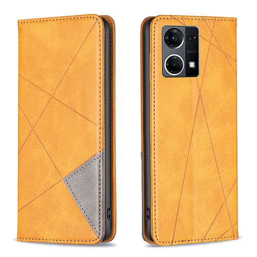 Leather Case Stands Flip Cover Holder B07F for Oppo F21 Pro 4G Light Brown