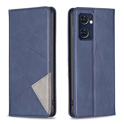 Leather Case Stands Flip Cover Holder B07F for Oppo Find X5 Lite 5G Blue