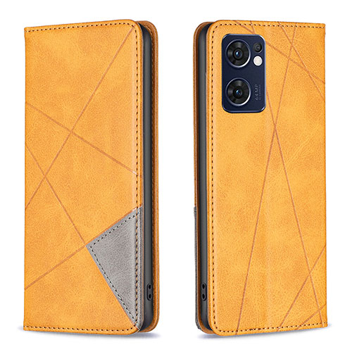 Leather Case Stands Flip Cover Holder B07F for Oppo Find X5 Lite 5G Light Brown