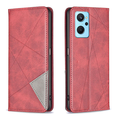 Leather Case Stands Flip Cover Holder B07F for Oppo K10 4G Red