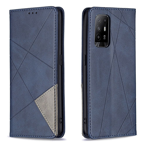 Leather Case Stands Flip Cover Holder B07F for Oppo Reno5 Z 5G Blue