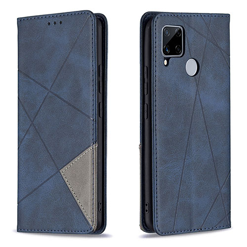 Leather Case Stands Flip Cover Holder B07F for Realme 7i RMX2193 Blue