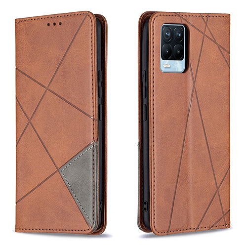 Leather Case Stands Flip Cover Holder B07F for Realme 8 4G Brown