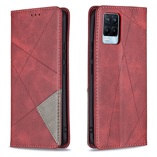 Leather Case Stands Flip Cover Holder B07F for Realme 8 4G Red