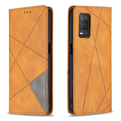 Leather Case Stands Flip Cover Holder B07F for Realme 8s 5G Light Brown