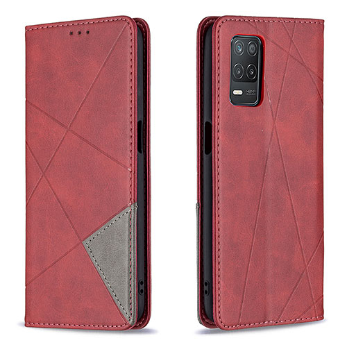 Leather Case Stands Flip Cover Holder B07F for Realme 9 5G India Red