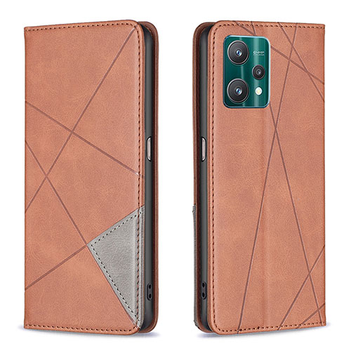 Leather Case Stands Flip Cover Holder B07F for Realme 9 Pro 5G Brown