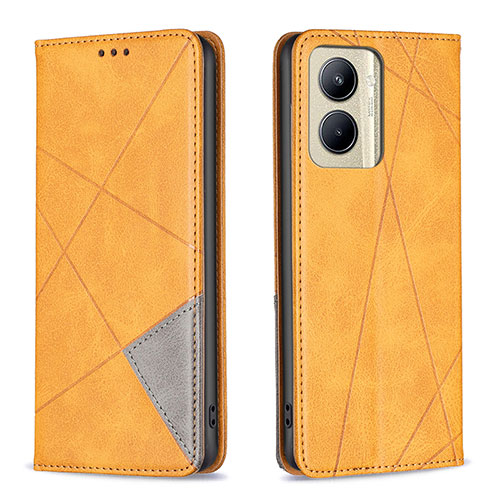 Leather Case Stands Flip Cover Holder B07F for Realme C33 (2023) Light Brown