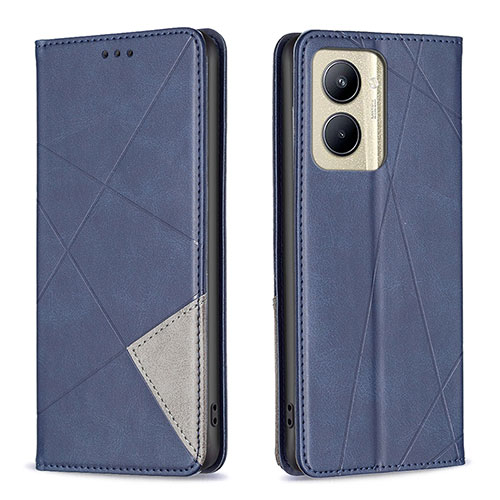 Leather Case Stands Flip Cover Holder B07F for Realme C33 Blue