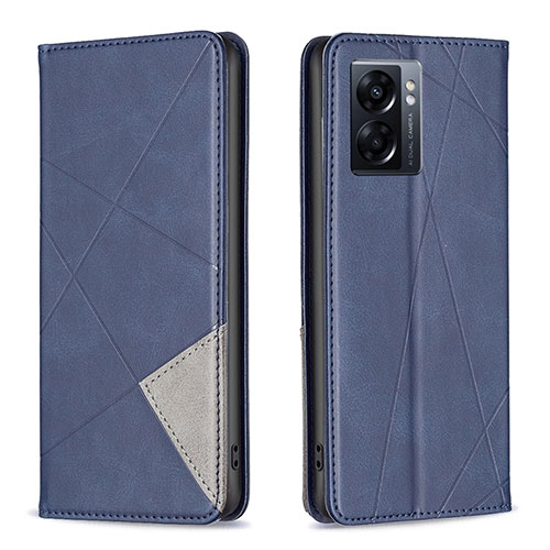 Leather Case Stands Flip Cover Holder B07F for Realme Narzo 50 5G Blue