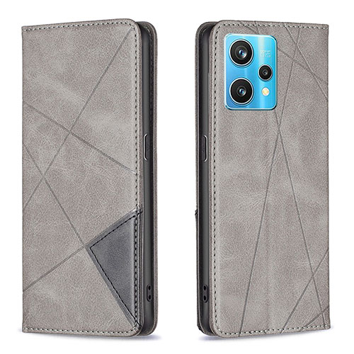 Leather Case Stands Flip Cover Holder B07F for Realme Narzo 50 Pro 5G Gray