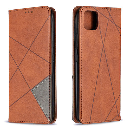 Leather Case Stands Flip Cover Holder B07F for Realme Narzo 50i Brown