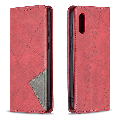 Leather Case Stands Flip Cover Holder B07F for Samsung Galaxy A02 Red