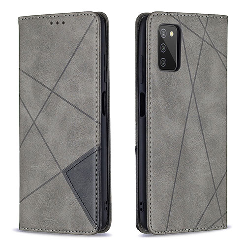 Leather Case Stands Flip Cover Holder B07F for Samsung Galaxy A03s Gray