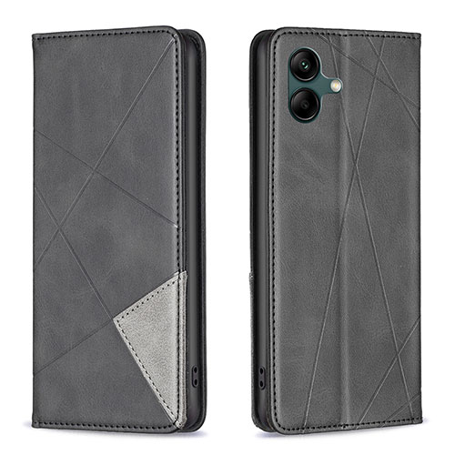 Leather Case Stands Flip Cover Holder B07F for Samsung Galaxy A04 4G Black