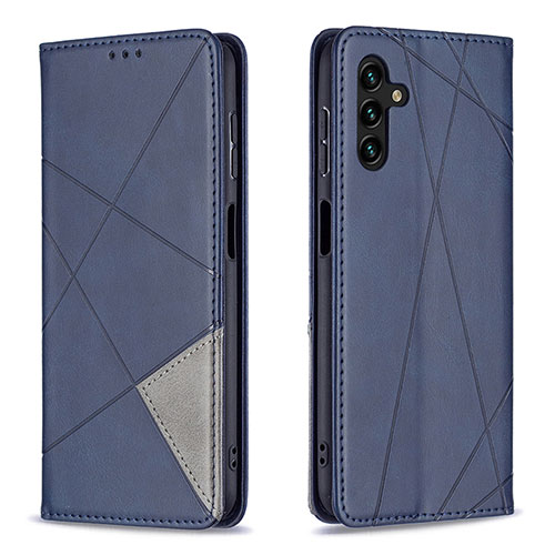 Leather Case Stands Flip Cover Holder B07F for Samsung Galaxy A04s Blue