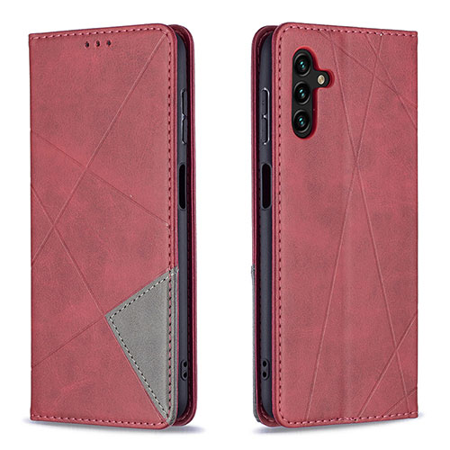 Leather Case Stands Flip Cover Holder B07F for Samsung Galaxy A04s Red