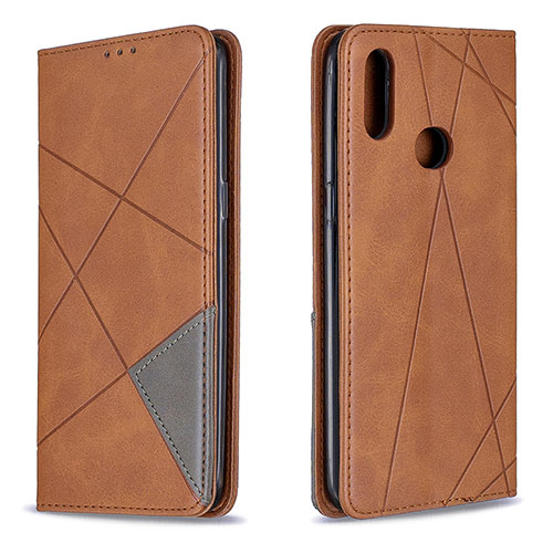 Leather Case Stands Flip Cover Holder B07F for Samsung Galaxy A10s Brown