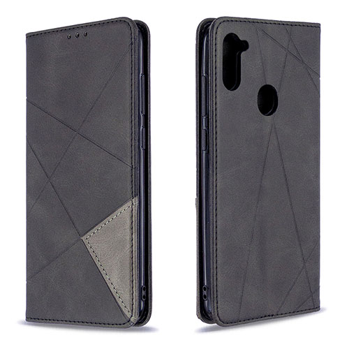 Leather Case Stands Flip Cover Holder B07F for Samsung Galaxy A11 Black