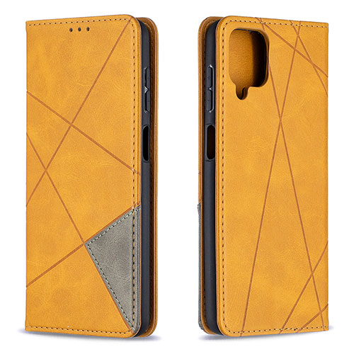 Leather Case Stands Flip Cover Holder B07F for Samsung Galaxy A12 5G Light Brown