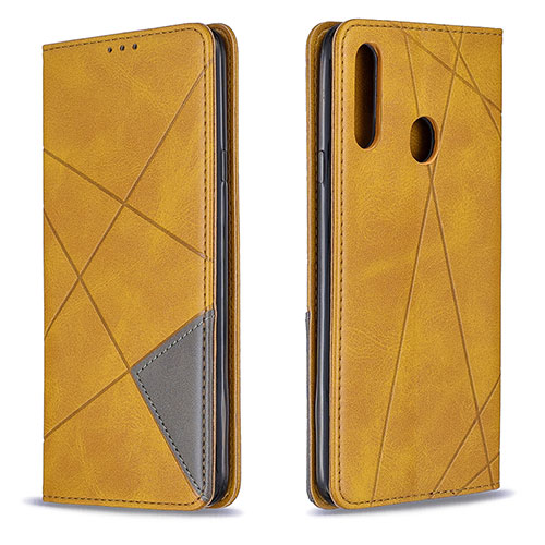 Leather Case Stands Flip Cover Holder B07F for Samsung Galaxy A20s Light Brown