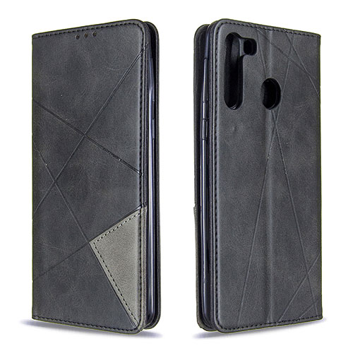 Leather Case Stands Flip Cover Holder B07F for Samsung Galaxy A21 Black