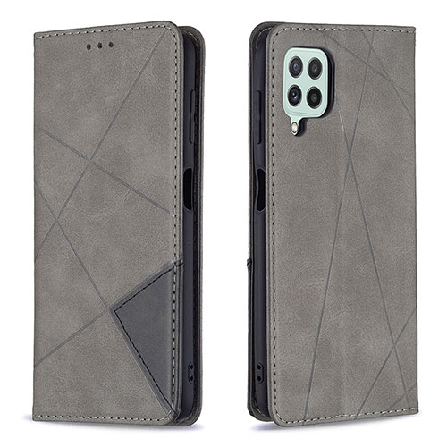 Leather Case Stands Flip Cover Holder B07F for Samsung Galaxy A22 4G Gray