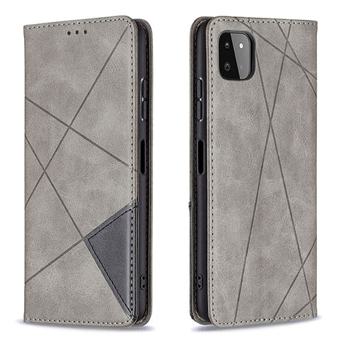 Leather Case Stands Flip Cover Holder B07F for Samsung Galaxy A22s 5G Gray