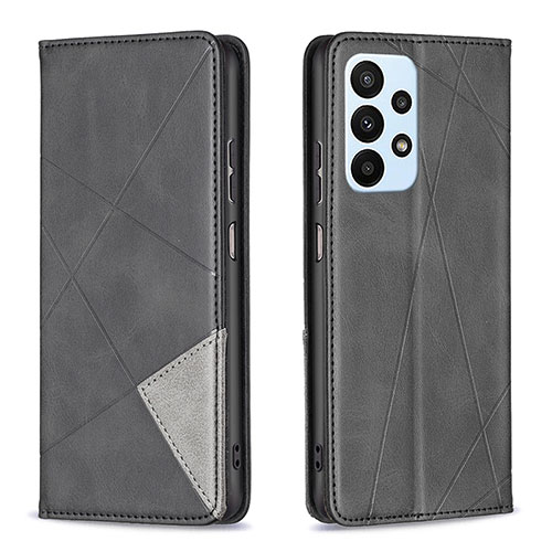 Leather Case Stands Flip Cover Holder B07F for Samsung Galaxy A23 4G Black