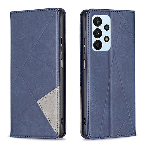 Leather Case Stands Flip Cover Holder B07F for Samsung Galaxy A23 4G Blue