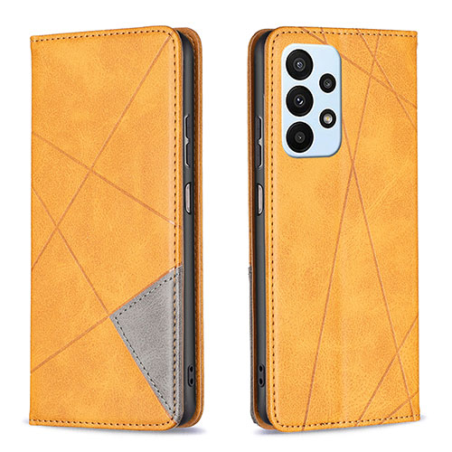 Leather Case Stands Flip Cover Holder B07F for Samsung Galaxy A23 5G Light Brown