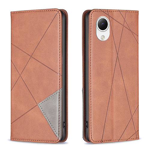 Leather Case Stands Flip Cover Holder B07F for Samsung Galaxy A23e 5G Brown