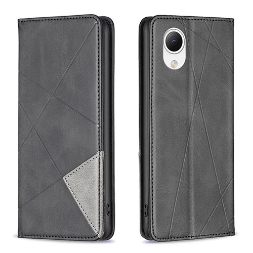 Leather Case Stands Flip Cover Holder B07F for Samsung Galaxy A23s Black