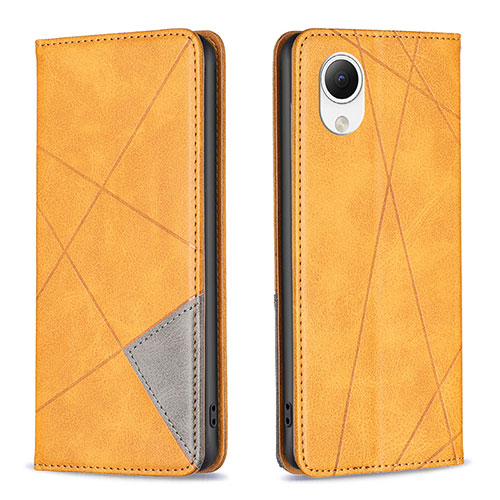 Leather Case Stands Flip Cover Holder B07F for Samsung Galaxy A23s Light Brown