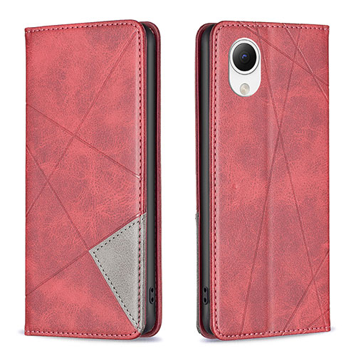 Leather Case Stands Flip Cover Holder B07F for Samsung Galaxy A23s Red
