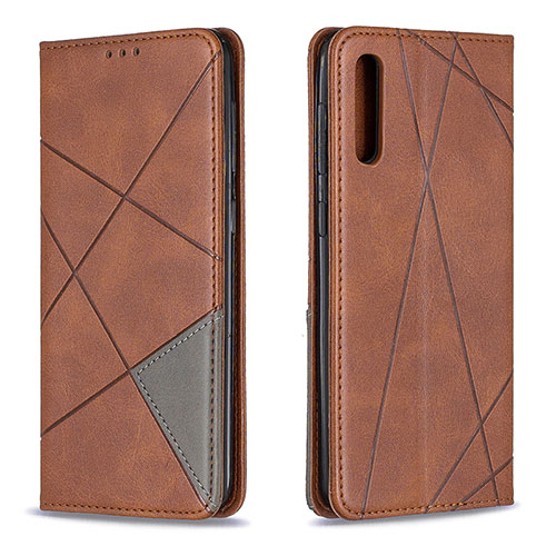 Leather Case Stands Flip Cover Holder B07F for Samsung Galaxy A30S Brown