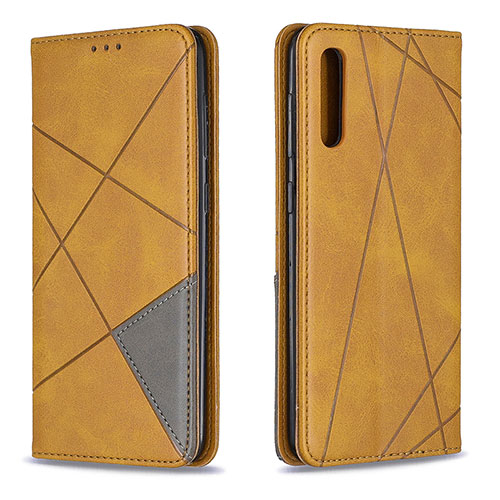 Leather Case Stands Flip Cover Holder B07F for Samsung Galaxy A30S Light Brown