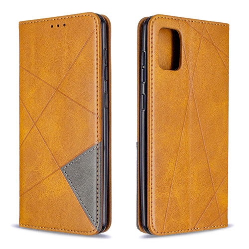 Leather Case Stands Flip Cover Holder B07F for Samsung Galaxy A31 Light Brown