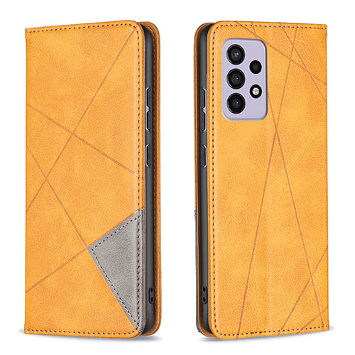 Leather Case Stands Flip Cover Holder B07F for Samsung Galaxy A33 5G Light Brown