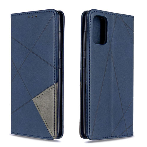 Leather Case Stands Flip Cover Holder B07F for Samsung Galaxy A41 Blue