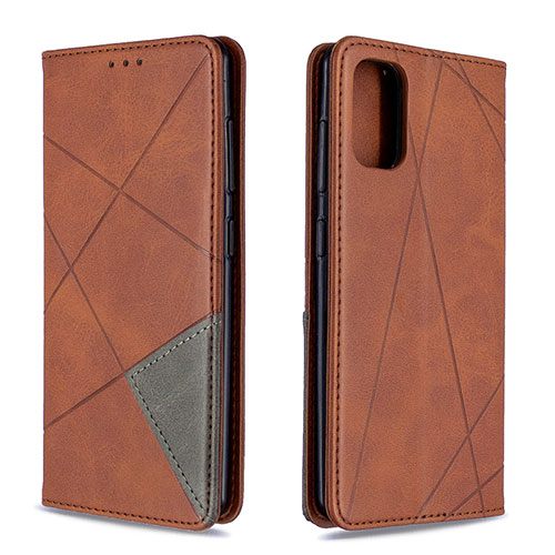 Leather Case Stands Flip Cover Holder B07F for Samsung Galaxy A41 Brown