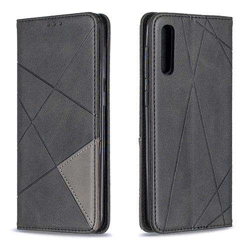 Leather Case Stands Flip Cover Holder B07F for Samsung Galaxy A50S Black