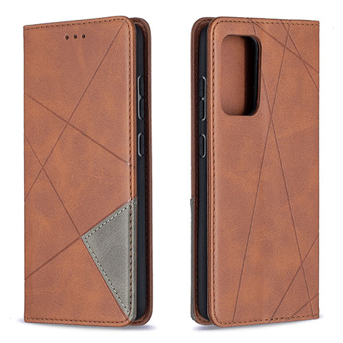 Leather Case Stands Flip Cover Holder B07F for Samsung Galaxy A52 5G Brown